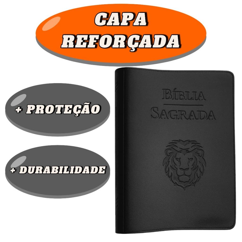 Capa Para Bíblia Couro Sintético Corino Com Zíper Bolso Resistente e Alta Durabilidade