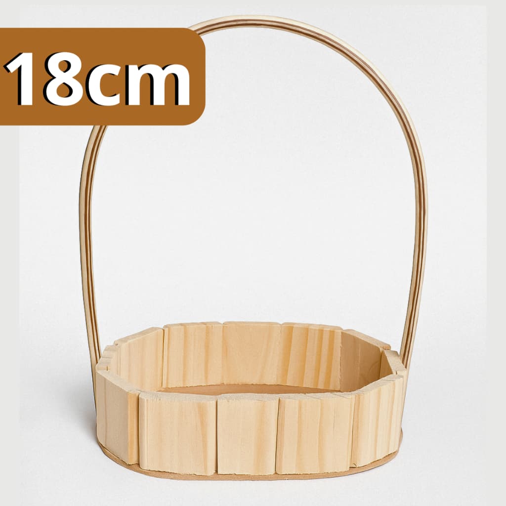 Kit 10 Cestas de Madeira Fraldeira Oval 18cm Para Presente Dias Das Mães Páscoa Namorados Natal