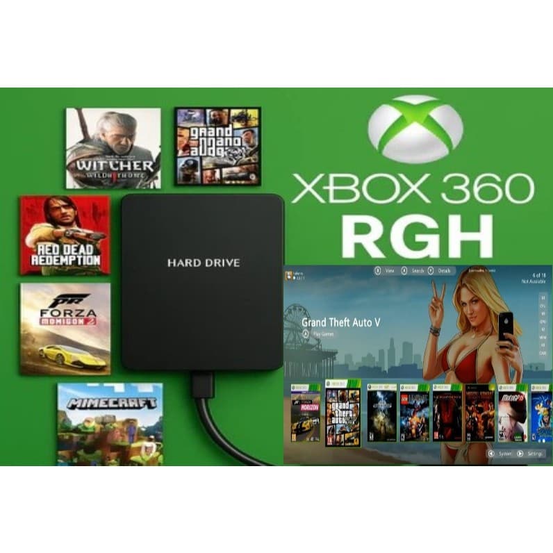 HD interno 500GB com case Xbox 360 RGH/Aurora 246 títulos XBox 360 + 10000 jogos emuladores