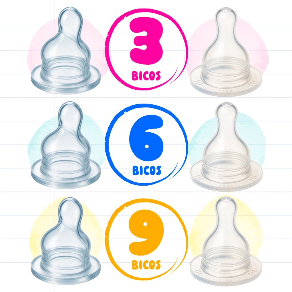 Kit 9 Bico De Mamadeira Redondo Tetê 100% Silicone Universal