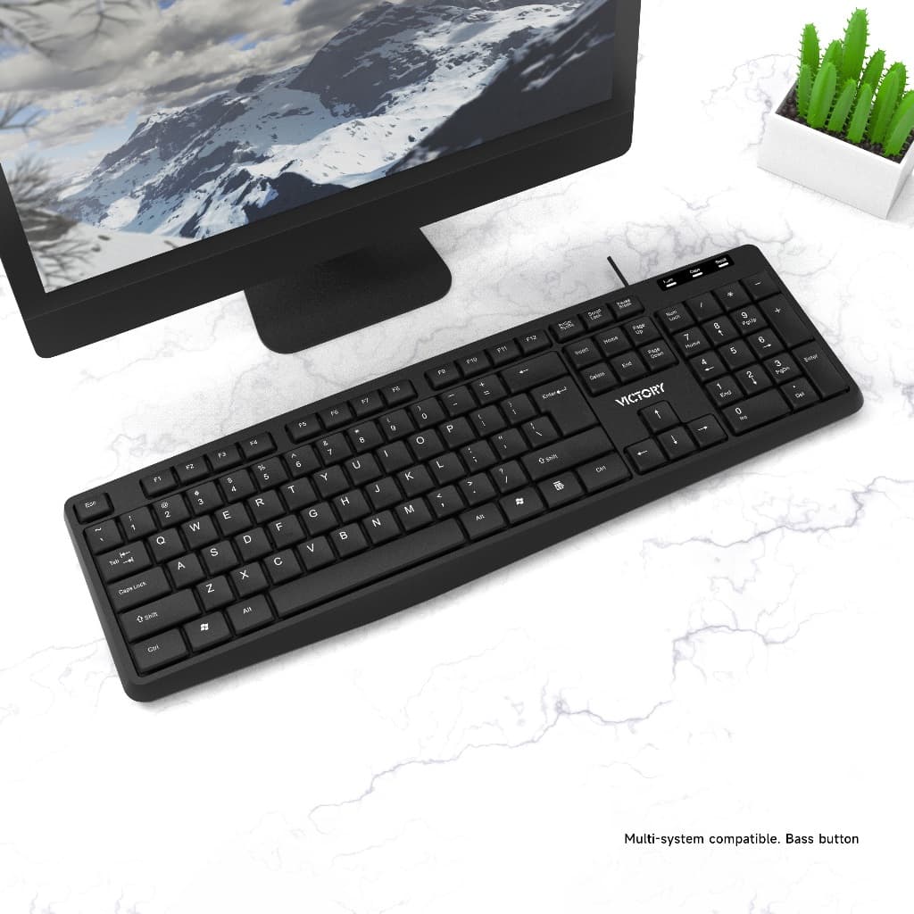 Teclado Padrão Ergonômico com ç preto VT-1013