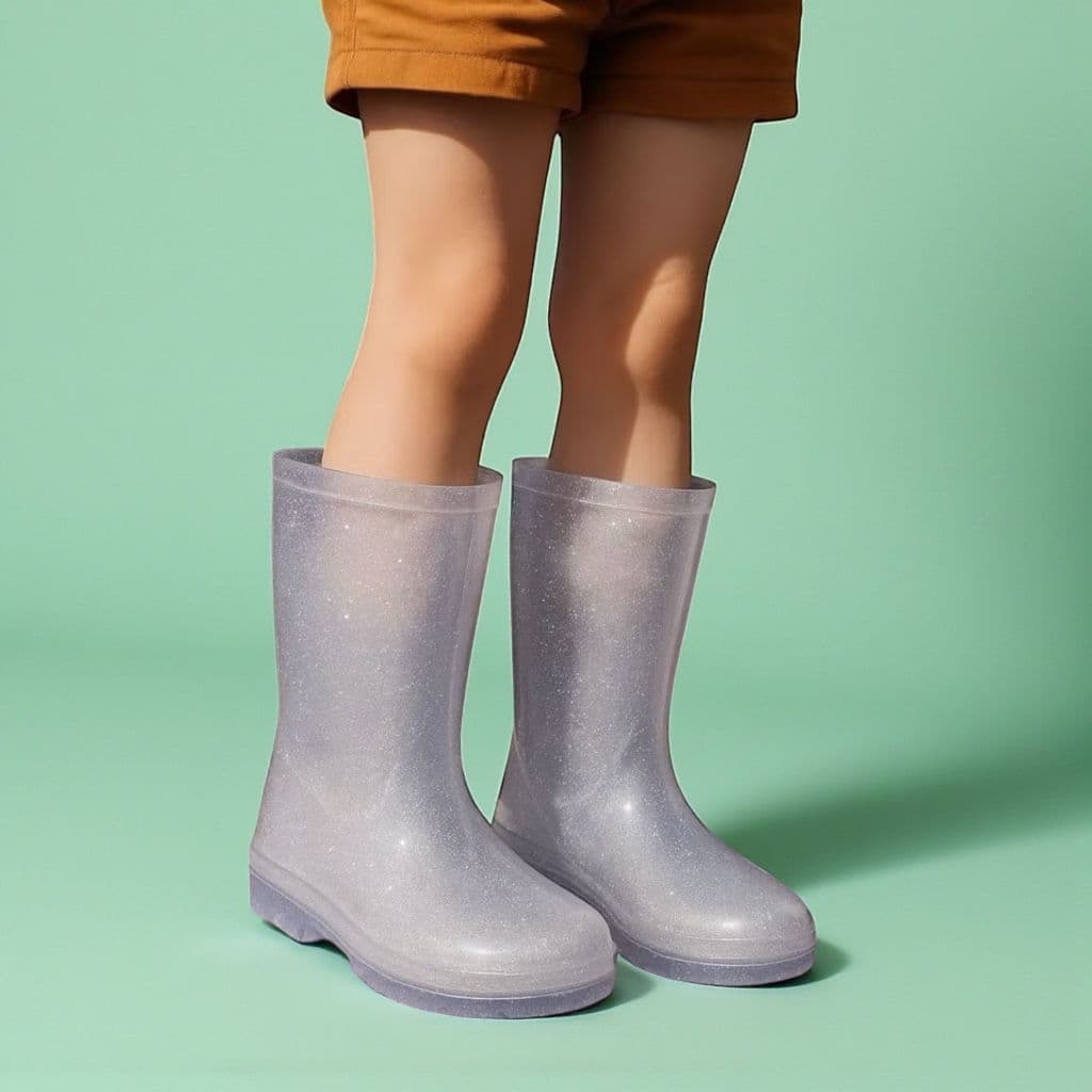 Galocha Cano Alto Unissex Transparente Com E Sem Glitter Para Meninas e Meninos Estilosos Envio Já