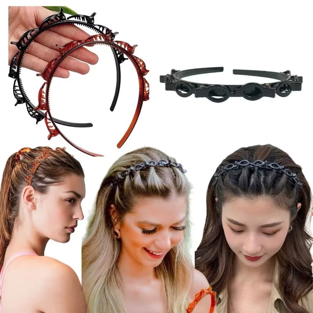1 ate 3 unidades Tiara /Bandas de dupla camada presilha bandas de cabelo plástico trançado