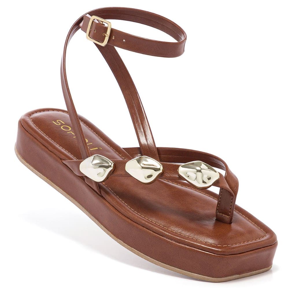 Sandália Feminina Chinelo Flat De Dedo Sofiolí Tiras Delicadas Confortável Moda Macio Leve Brilho