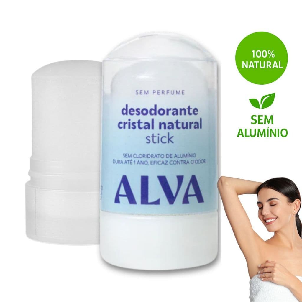 Desodorante Alva Cristal Pedra Stick - Sem Alumínio, Sem Perfume, Natural
