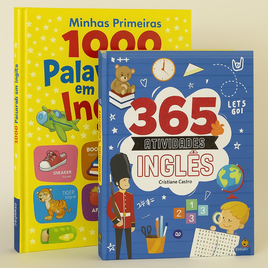 Kit Livros de Inglês Infantil – 365 Atividades + 1000 Palavras – Aprendizado Divertido e Educativo