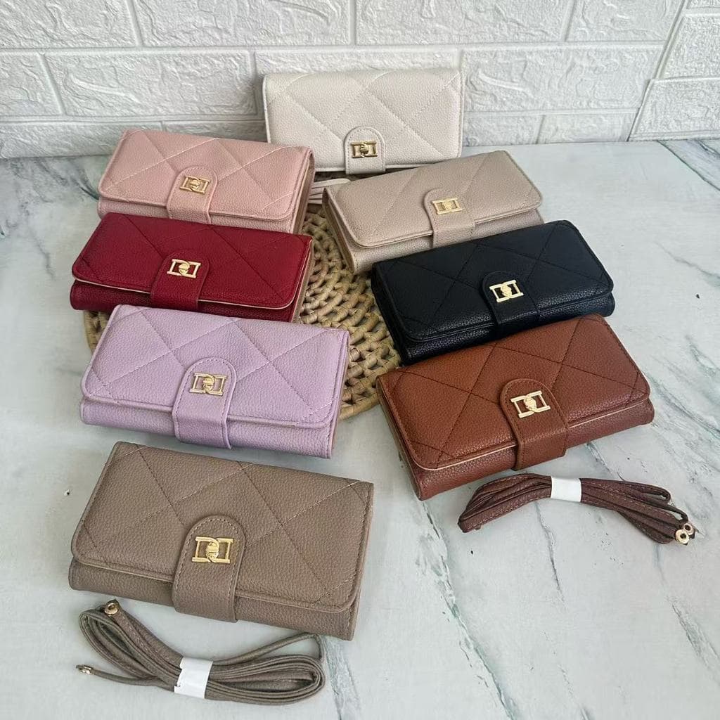 Carteira Feminina Longa De Couro Fosco Vintage Com Três Dobras/Multifuncional De Grande Capacidade