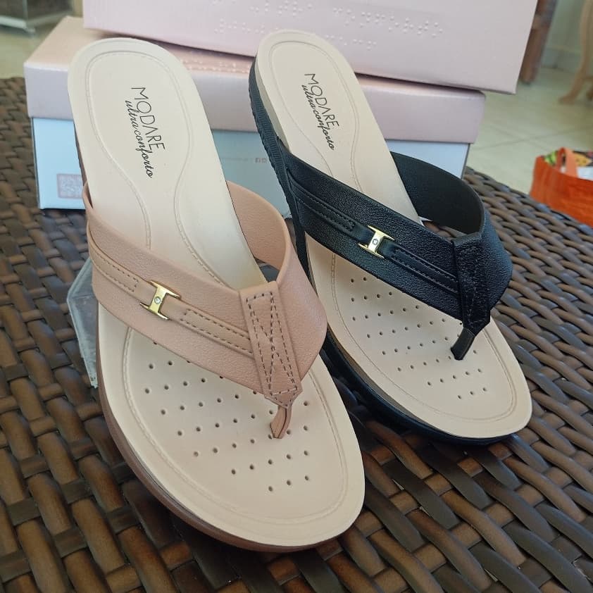 Tamanco Chinelo Feminino Modare Ultraconforto Ortopédico  Preto Nude 7125244