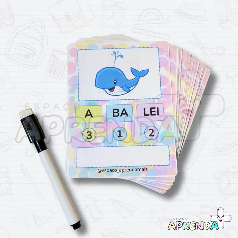 FICHAS PARA ALFABETIZAÇÃO PLASTIFICADAS – SÍLABAS NUMERADAS (COM CANETA)