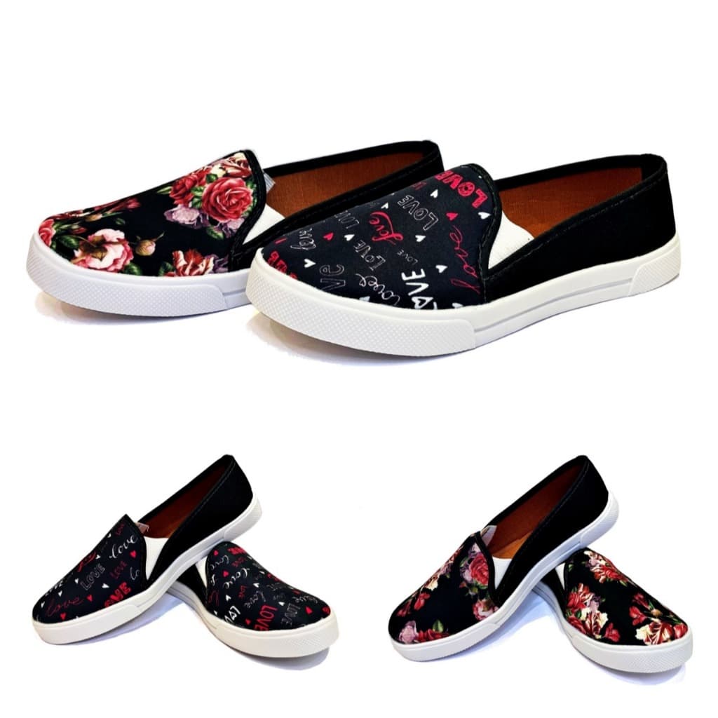 Tenis iate calce facil casual feminino slip on "floral estampado" e "liso" promocao BARATO E DE OTIMA QUALIDADE!