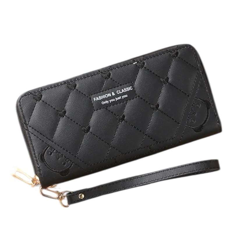 Carteira feminina longa grande coração ursinho