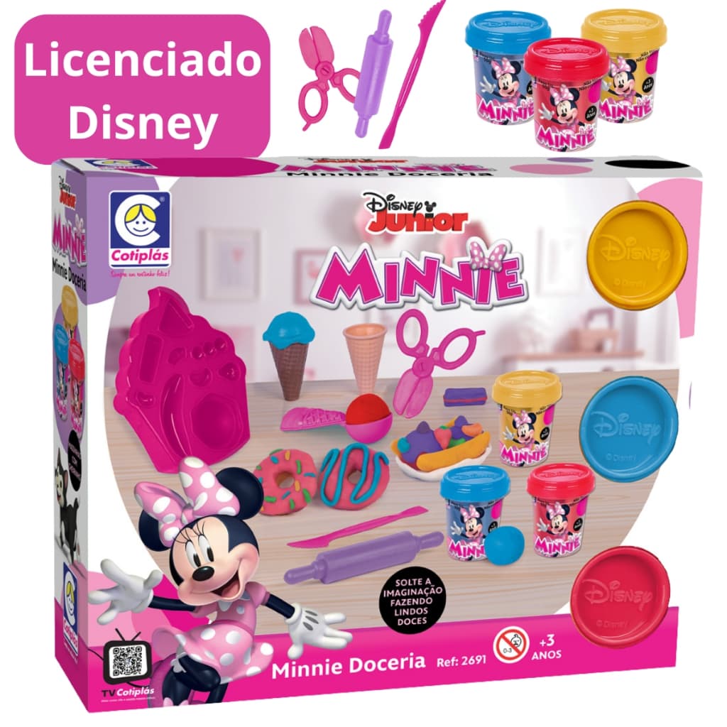 Kit Massinha de Modelar Doceria da Minnie com Acessórios Licenciado Disney Brinquedo