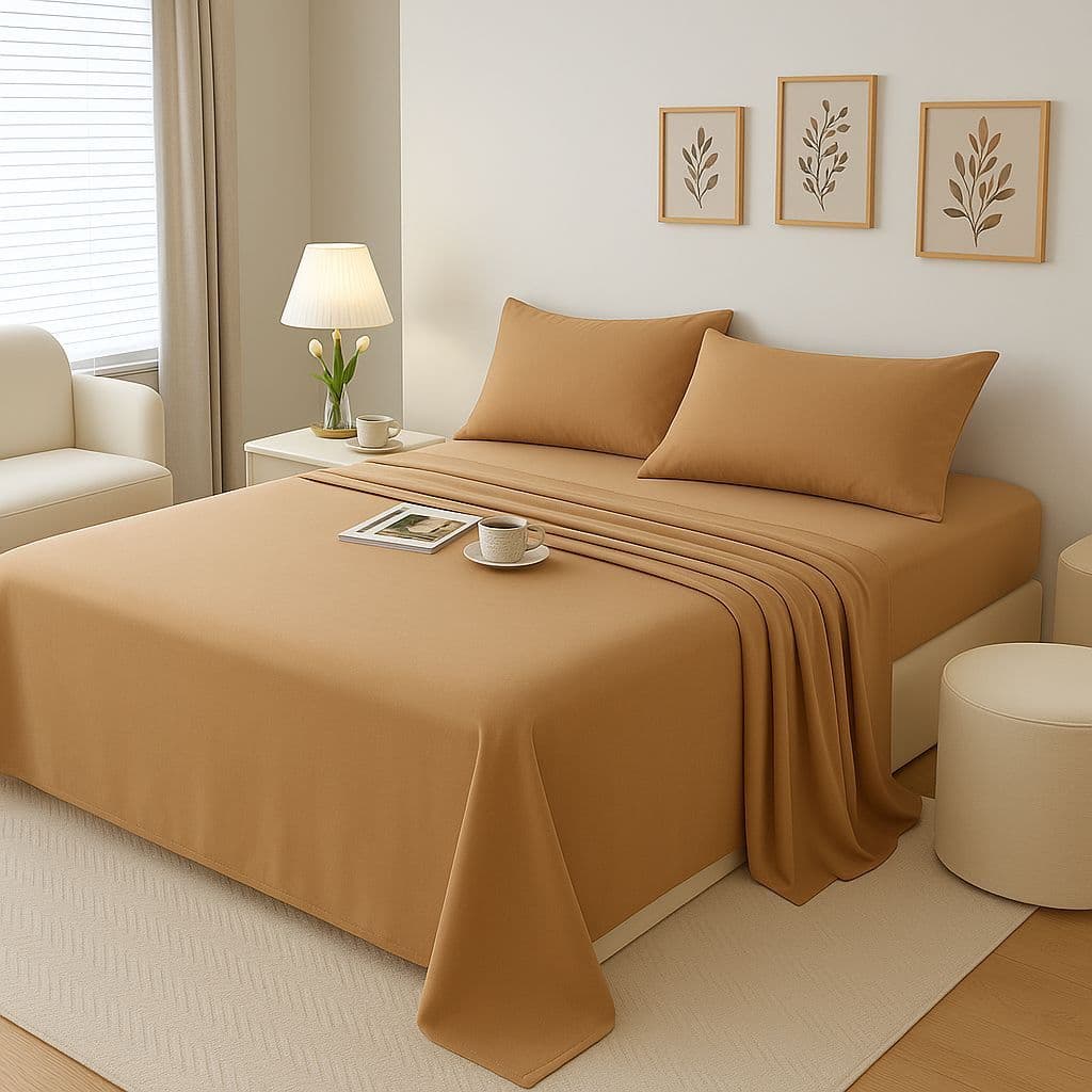 Jogo De Lençol Superior 3PCs Sem Elástico Micropercal 400 Fios Com Bainha Casal Queen Com Fronhas