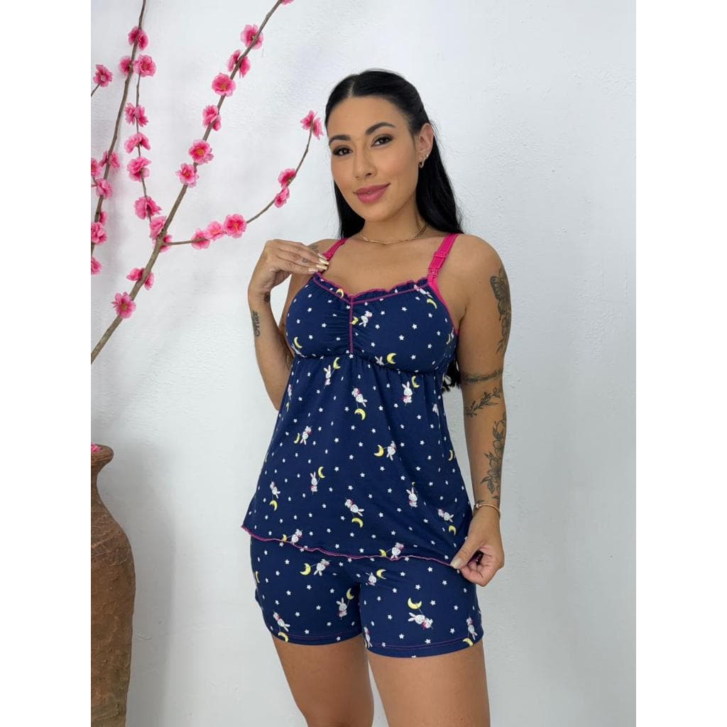 Baby Doll Amamentação Gestante Confortável Lactante Pijama Feminino