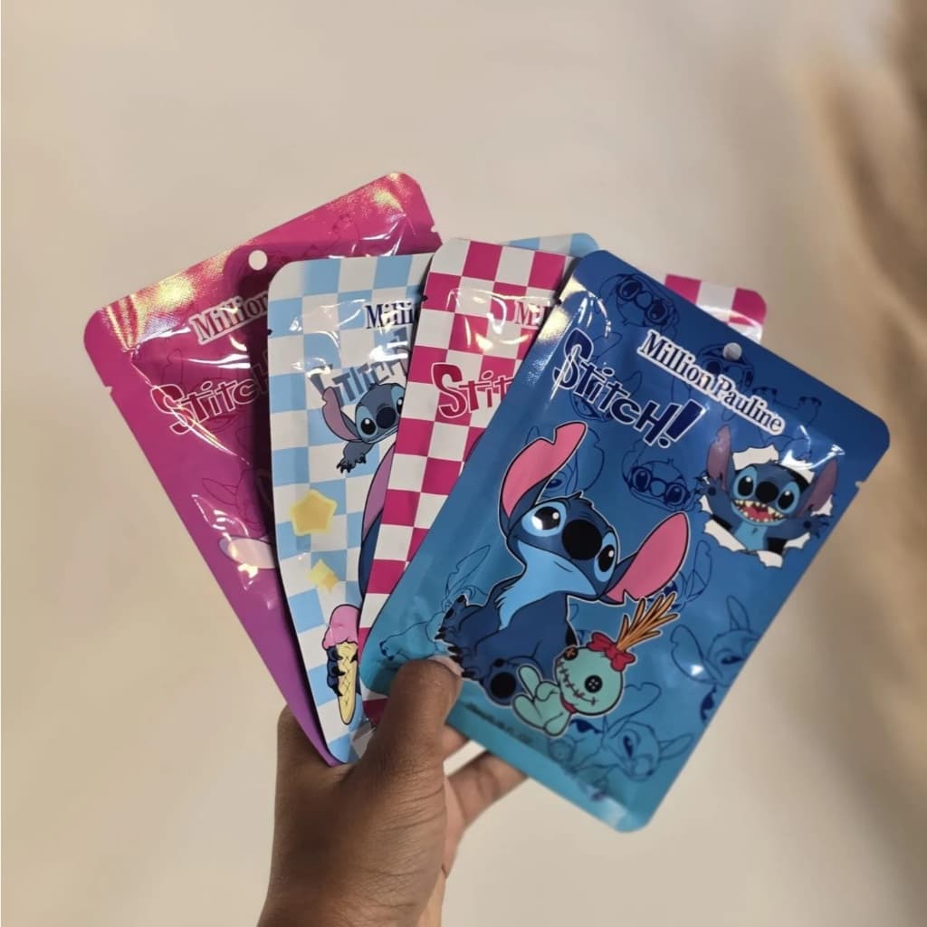 Kit C/10-12-15 Máscaras Facial Hidratante Skincare Coreana Personagens Stitch