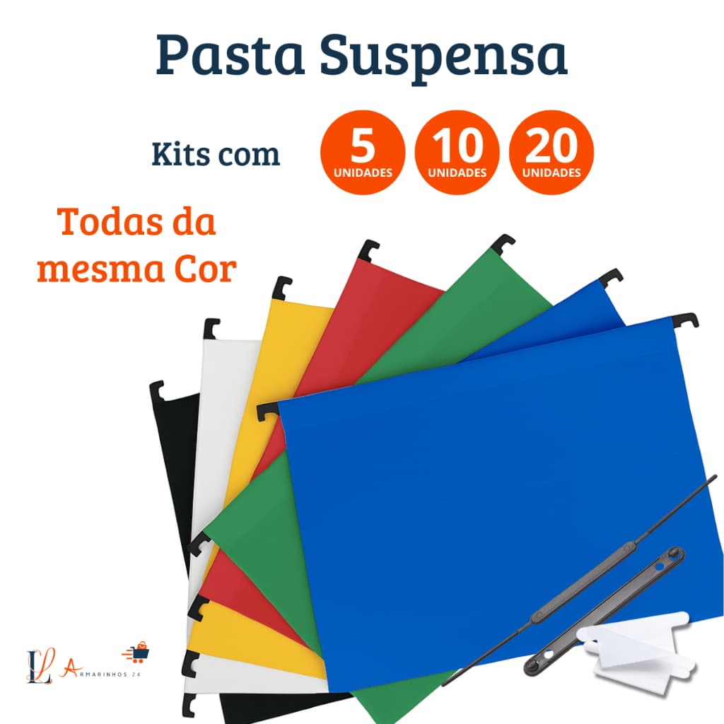 Kit C/ 5 - 10 ou 20 Pastas Suspensas Escritório Organização Documentos