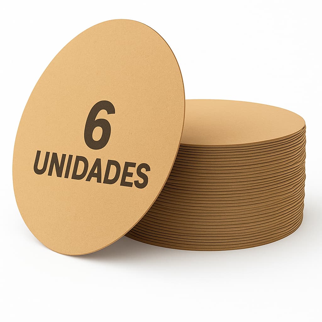 Kit Sousplat 6 Bolachas 35x35 Cru Circulo Base MDF - Decoração de Mesa, Artesanato, Supla, Suplat, Disco Redondo