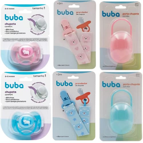 Kit Prendedor + Chupeta + Porta Chupeta Kit para Chá de Bebê Buba