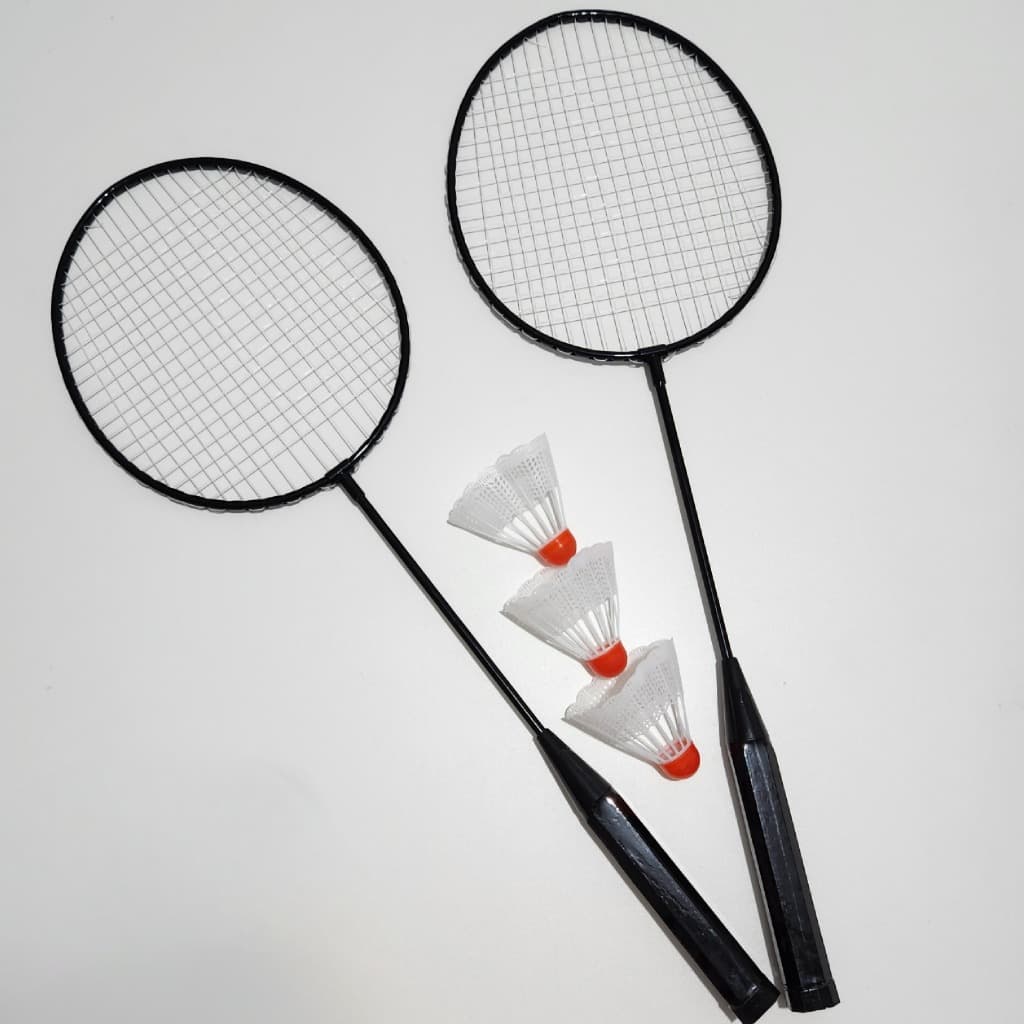 Kit Badminton Completo com 2 Raquetes e 3 Petecas Esporte e Diversão
