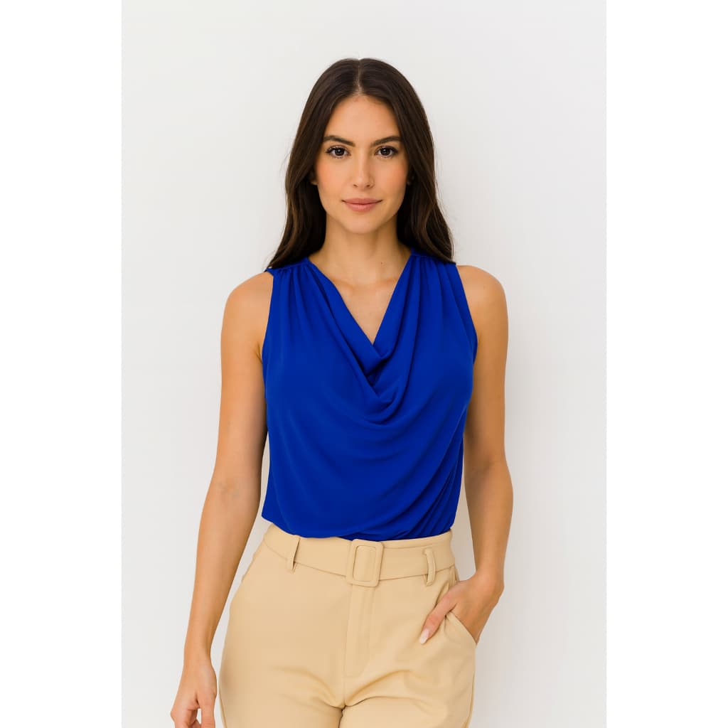 Blusa Gola Boba Feminina Soltinha Decote Drapeado Elegante Suplex Premium Toque de Poliamida Confortável