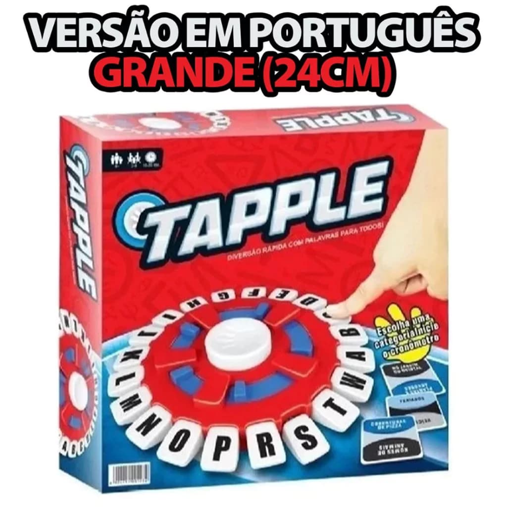 Versão em Português - Jogo de Tabuleiro Tapple Stop Trava Letras com Temporizador para Familia 24cm