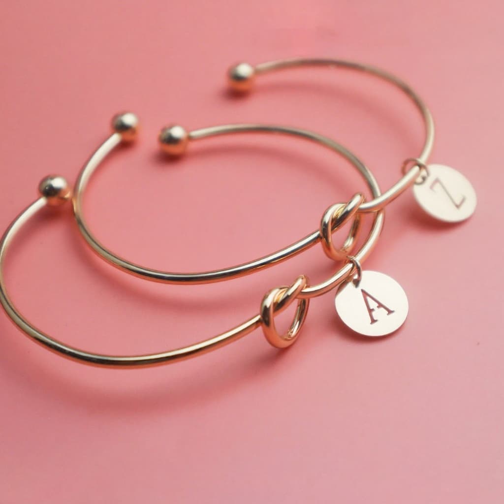 Pulseira estilosa com 26 letras em inglês, versátil, faça você mesmo, pulseira com nó de amor, joia