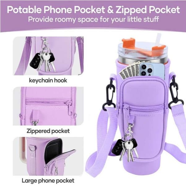 Bolsa portátil de garrafa de água, Com Alça De Ombro Ajustável 40oz Bolsa Porta Garrafas