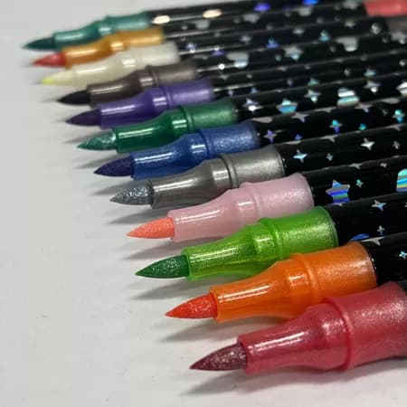 Marcador metálico 12/24/36caneta de glitter de cabeça dupla marcador de cabeça dupla brilhante