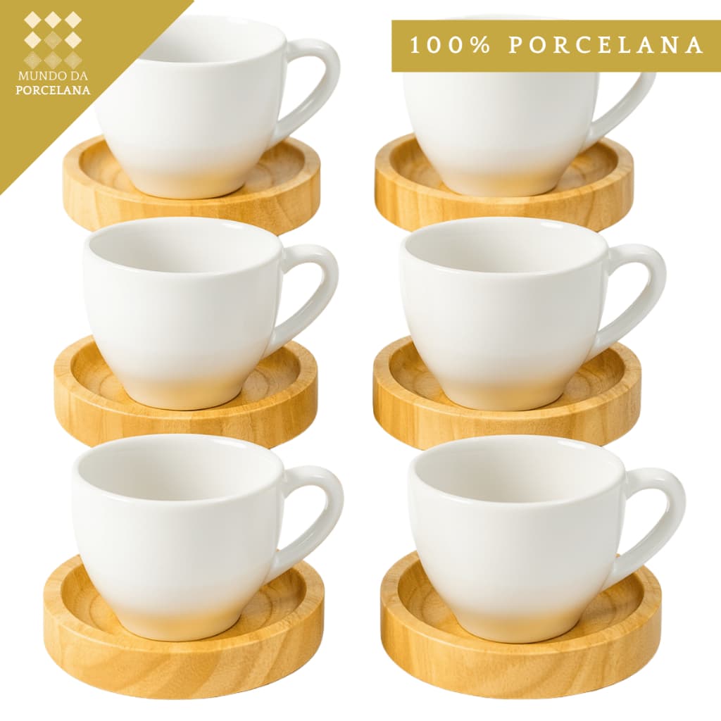 Jogo Xicaras De Porcelana Branca Lisa Cafe Expresso 12 Peças Restaurante Hotel Cafeteria Casa