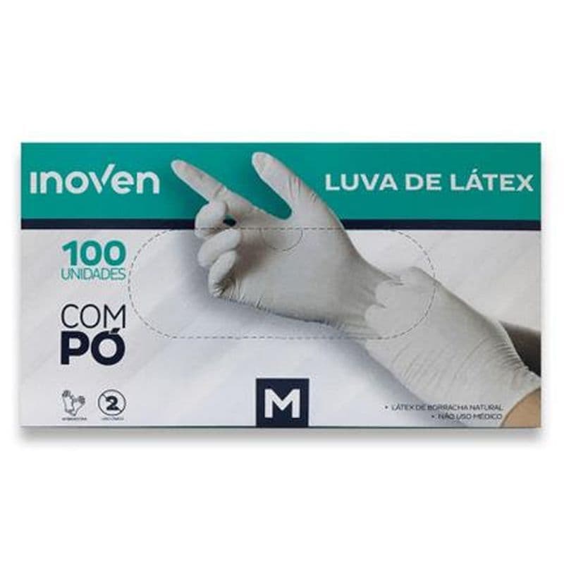 Kit 10 Luva descartável Látex com Pó 1000 Unidades Inoven