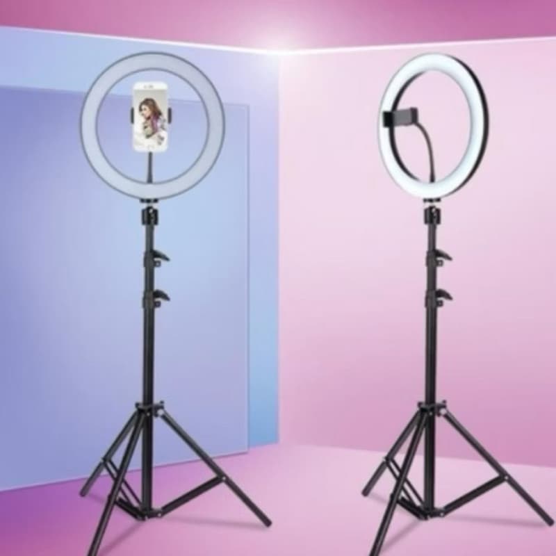 Ring Light 14 Polegadas 36 cm Profissional + Tripe 2.1m e 3 Suporte De Celular - Ring Light com Fonte 48W