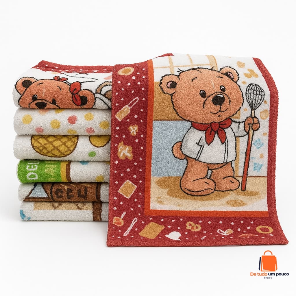 Kit 05 Panos De Prato Copa Cozinha Felpudo 41x64cm ou 35x55cm