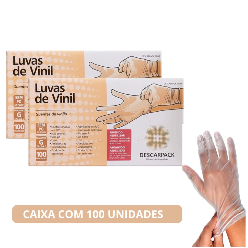 Luva Vinil Descartável Sem Pó – Uso Médico, Estético e Industrial  Alta Qualidade
