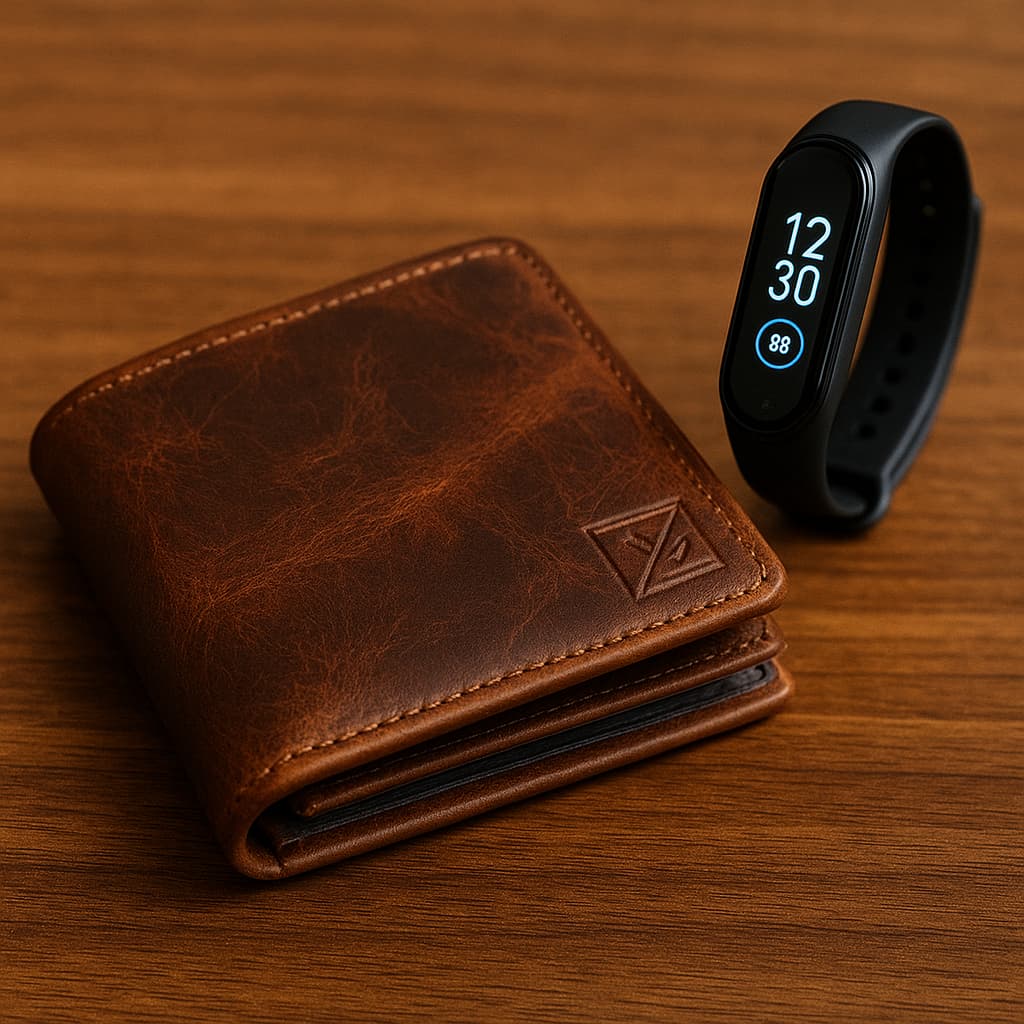 Kit Carteira Masculina Grande Couro Legitimo Espaçosa Compacta Porta Cartões RG CPF + Relógio