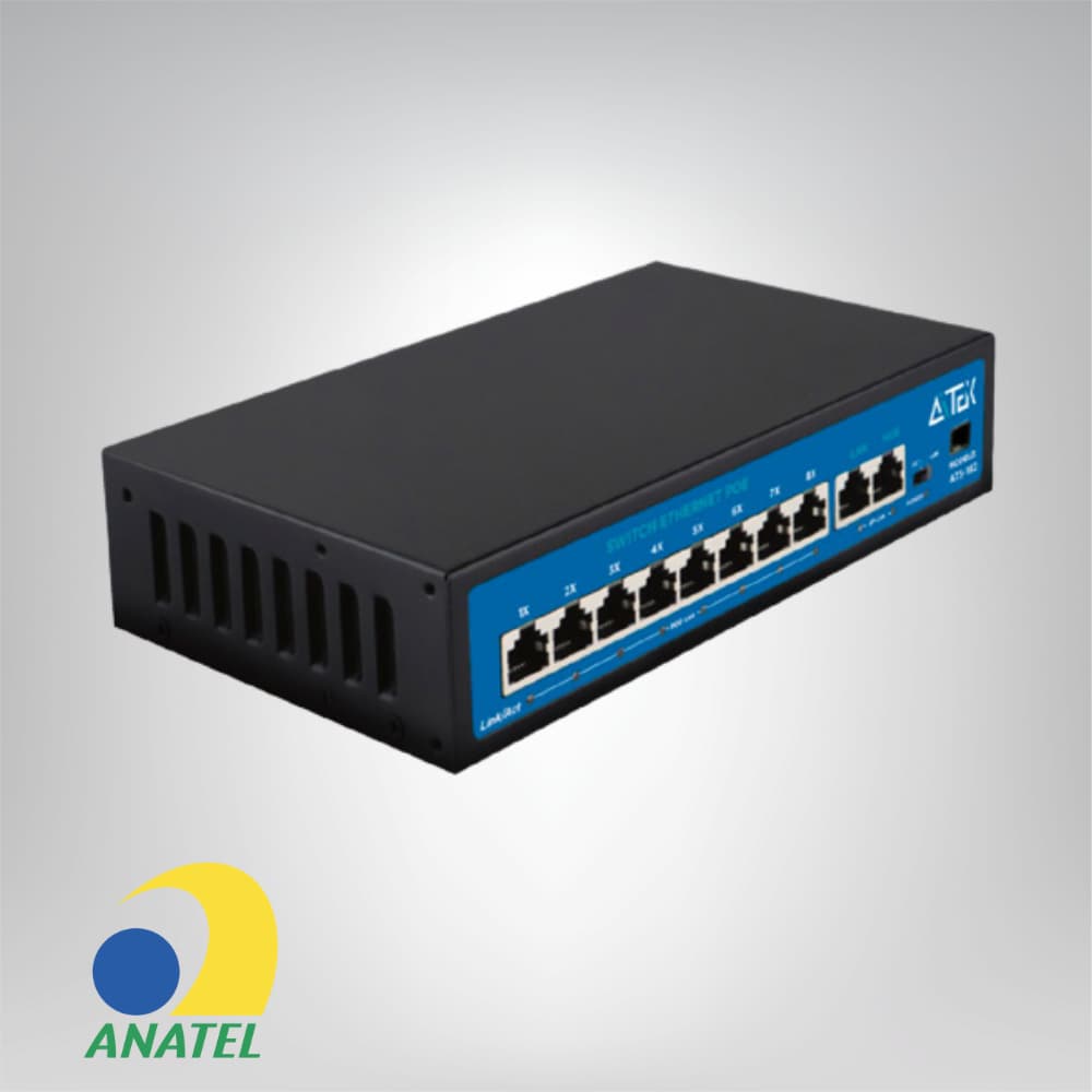 Switch PoE Gigabit 8 Portas + 2 Uplink + 1 SFP ATS-1082 10/100/1000Mbps AITEK