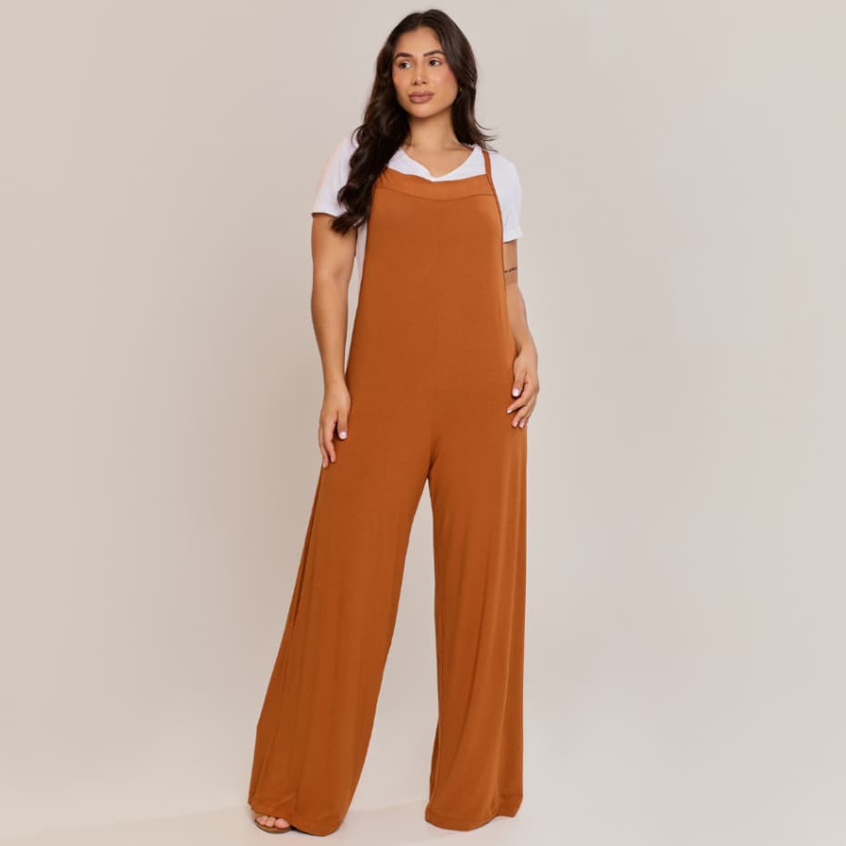 Macacão Jardineira Feminino Longo em Viscolycra - Confortável, Casual e Estiloso