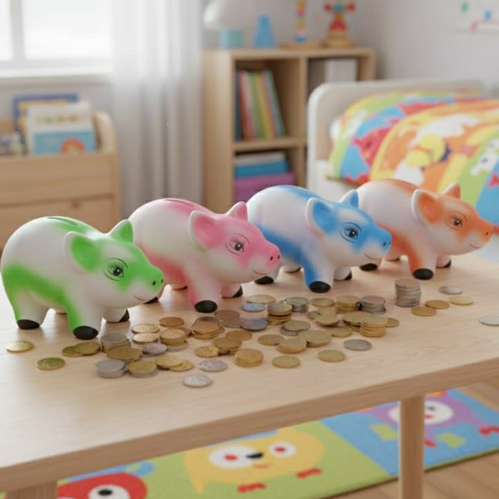 Porquinho Cofre Porta Moedas em Cerâmica Decorada Cofrinho Poupança Quarto Infantil Colorido Promoção mais vendido