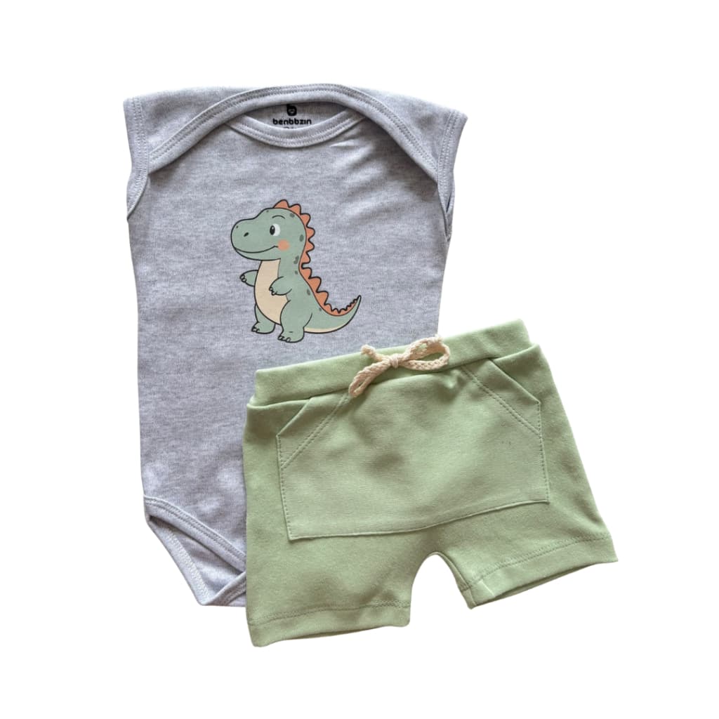 Conjunto de Bebê Infantil Menino Verão Body e Bermuda 100% Algodão.