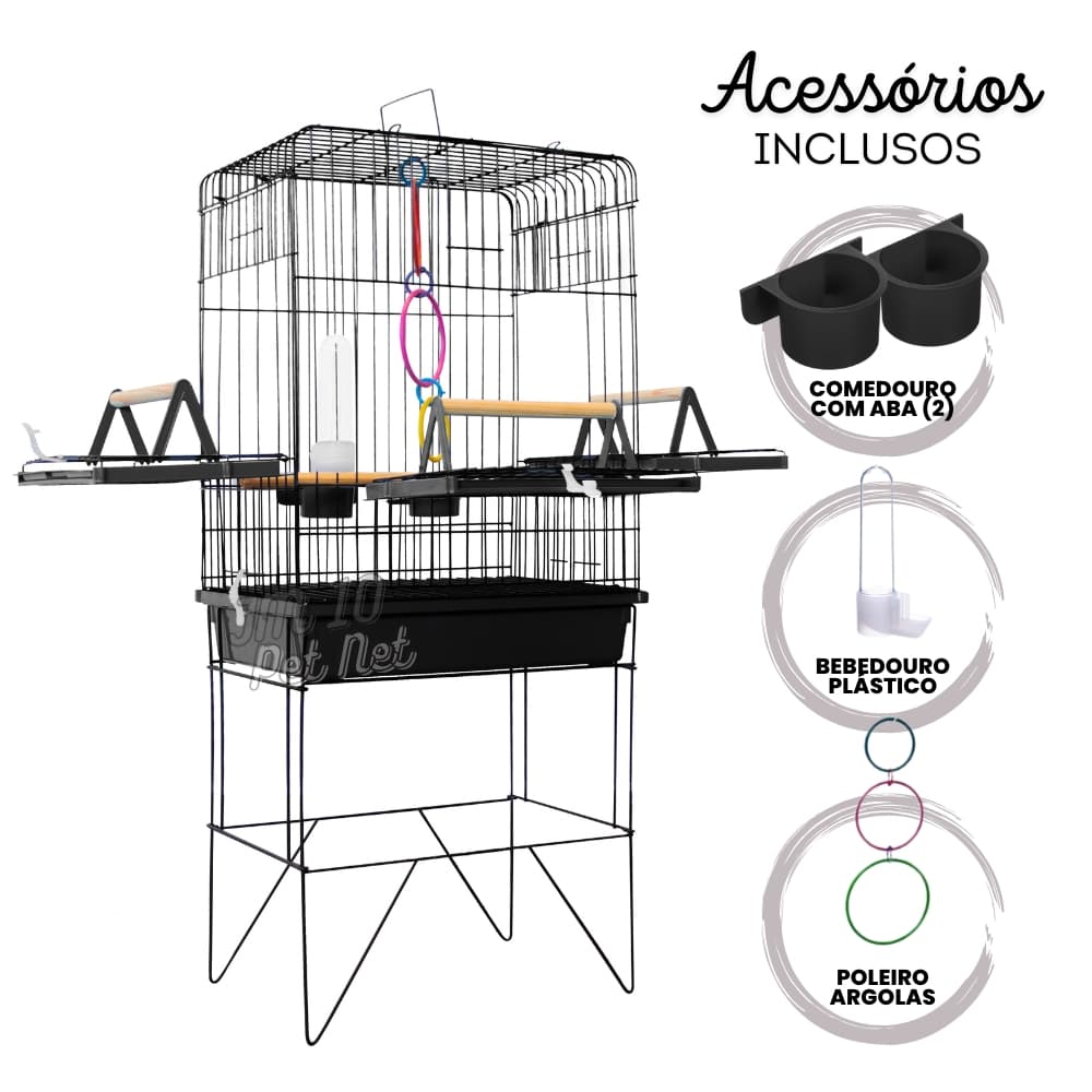 Gaiola Viveiro Calopsita com e sem Bandejas Laterais C/Pé Grande Agapórnis Aves Mansas Promoção