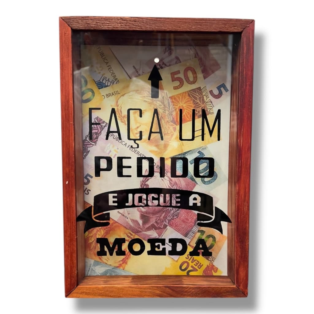 Cofre Grande Faça Um Pedido Quadro MDF Moedas Dinheiro Decoração