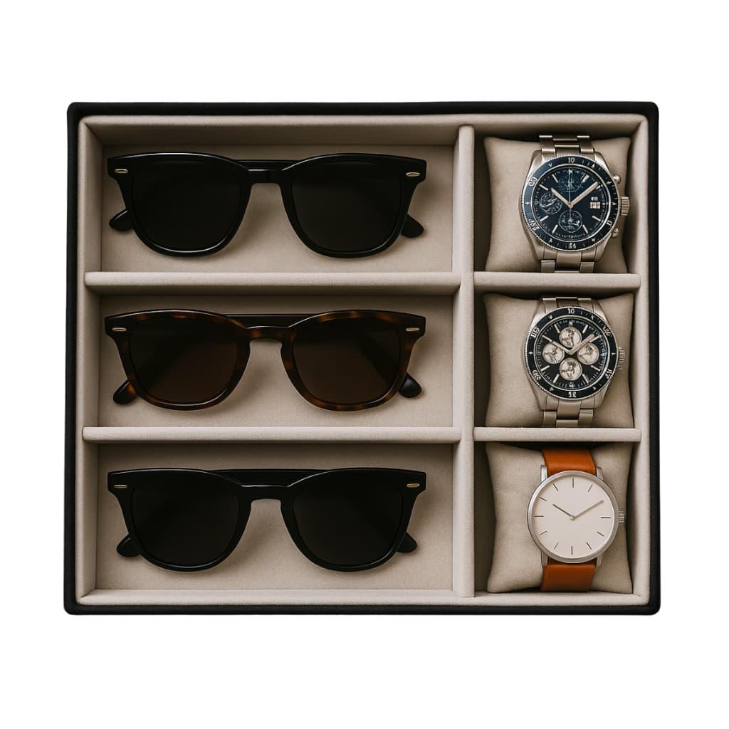 Caixa Organizadora Bandeja Estojo Para Óculos E Relógios