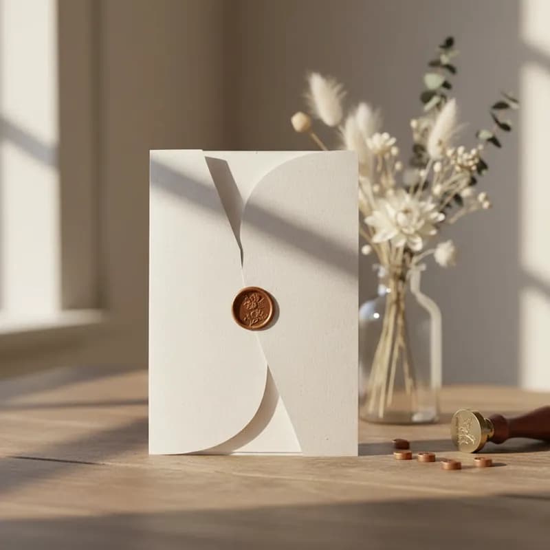 Envelope Elegance Dobrado Reciclado 240g tam 14,5x21cm + lacre de cera dourado ou bronze