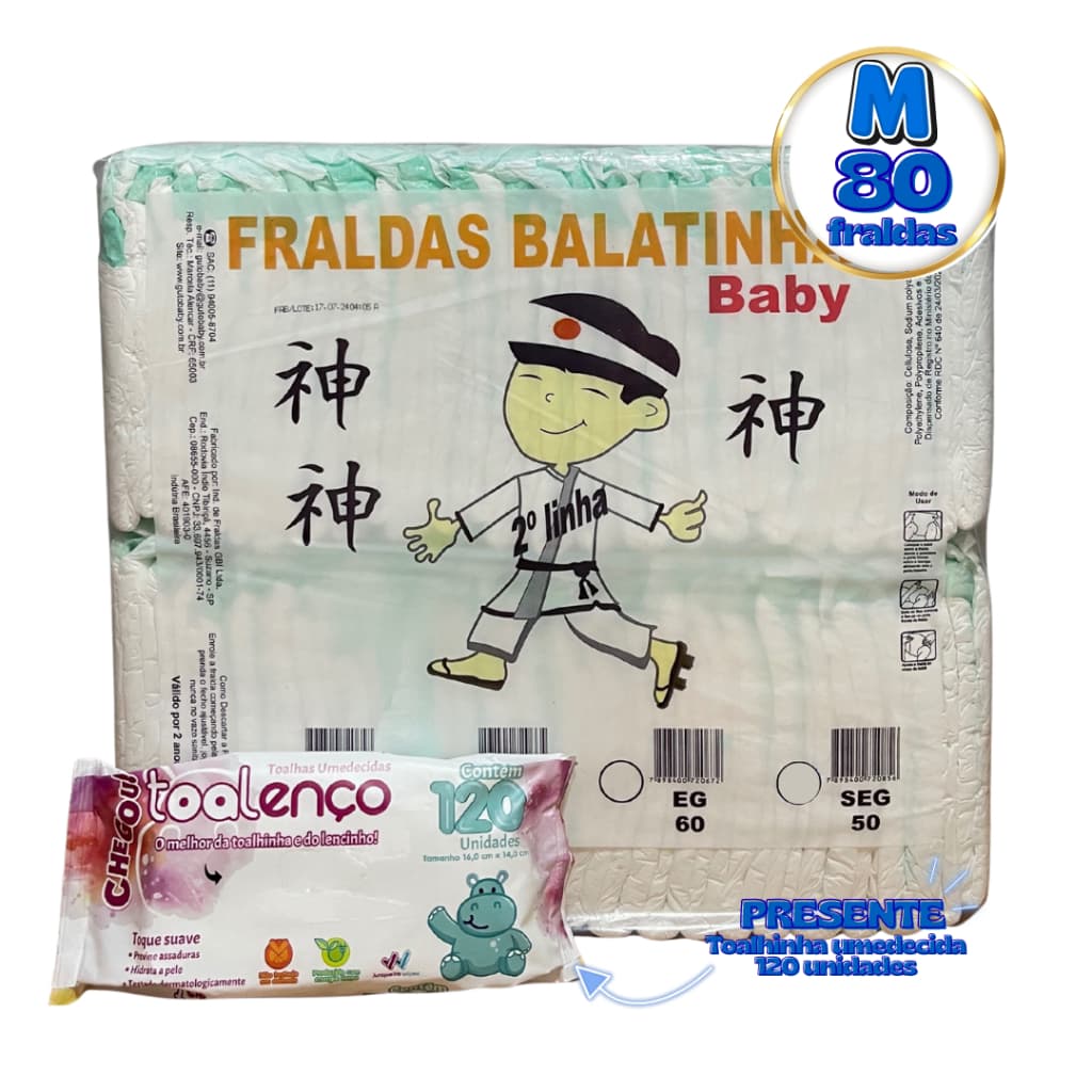Fralda Infantil SD Balatinha Baby Pacotão Econômico M / XG / XXG + toalhinha umed.