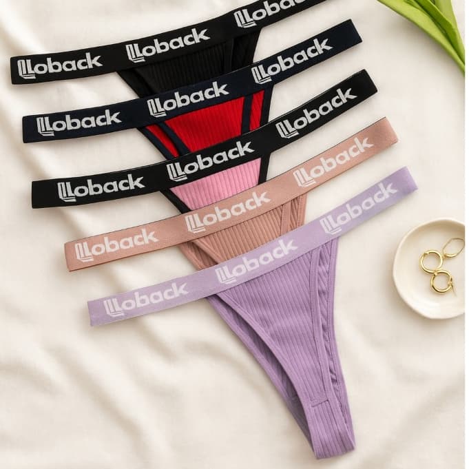 Kit Calcinha  100% Algodão Canelada Fio Dental Cós Elástico Reforçado Respirável Não Marca Treino