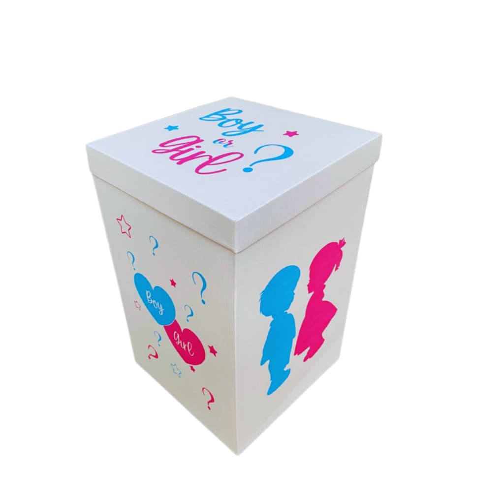 Caixa para Chá Revelação Papelão com tampa estampa Azul e Rosa