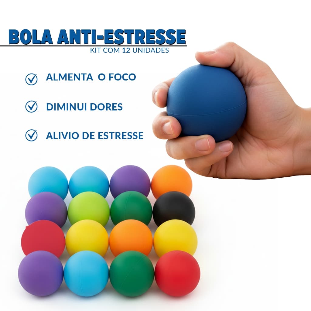 Kit Bolinha Anti Estresse e Ansiedade Bola Fisioterapia Lisa