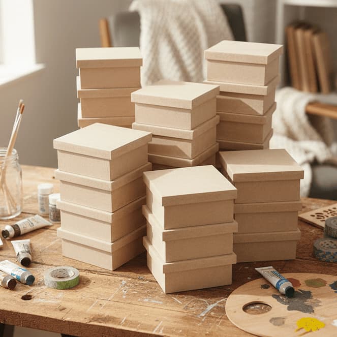 Kit 20 Caixas em MDF Cru 10 Caixas 15x15x5 e 10 Caixas 12x12x5  Artesanato Lembrancinhas e Decoração