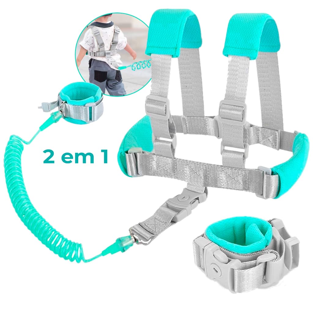 Coleira Infantil Mochila Colete Guia De Segurança Com Trava Criança Autismo Bebê Pulseira Anti Perda