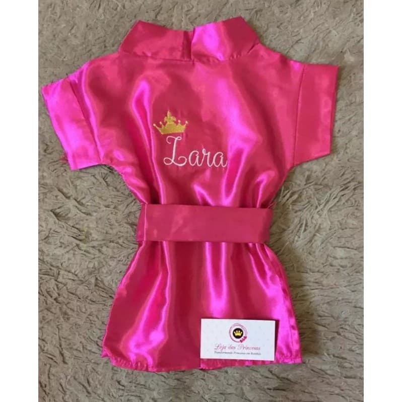 Robe Hobby de Cetim Infantil Menina Bordado Personalizado Presente Lembrança Promoção