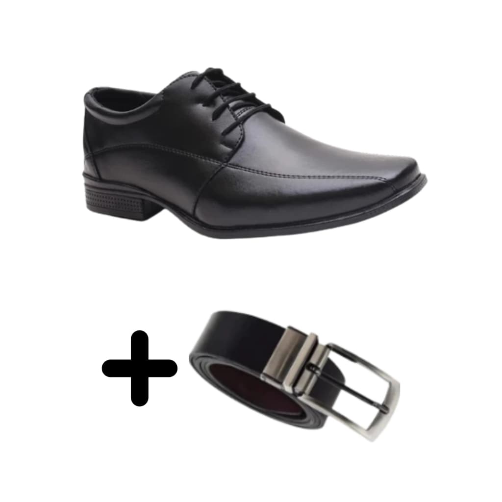 Sapato Social Couro com cadarço confortável e cinto